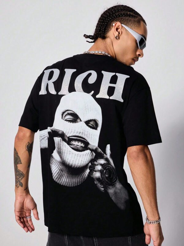Manfinity Streetrush T-shirt casual d'été pour homme à manches courtes avec impression graphique de lettres et de personnages. Chemises amusantes, streetwear, cadeau pour le petit ami – Image 5