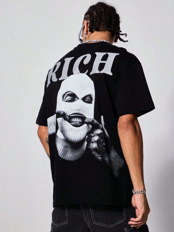 Manfinity Streetrush T-shirt casual d'été pour homme à manches courtes avec impression graphique de lettres et de personnages. Chemises amusantes, streetwear, cadeau pour le petit ami – Image 6
