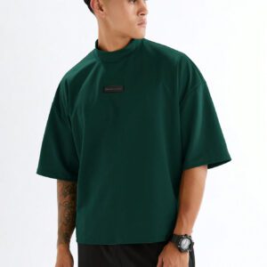 Manfinity Techy T-shirt à manches courtes casual d'homme en tricot, style jeune, coupe ample, couleur unie