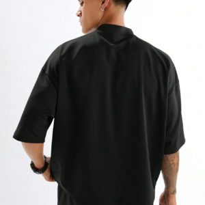 Manfinity Techy T-shirt à manches courtes casual d'homme en tricot, style jeune, coupe ample, couleur unie