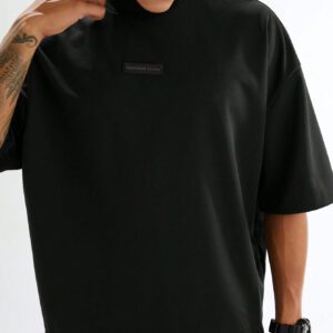 Manfinity Techy T-shirt à manches courtes casual d'homme en tricot, style jeune, coupe ample, couleur unie