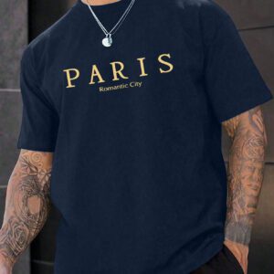 T-shirt Décontracté À Col Rond Pour Hommes Avec Lettre Imprimée