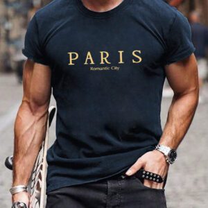 T-shirt Décontracté À Col Rond Pour Hommes Avec Lettre Imprimée