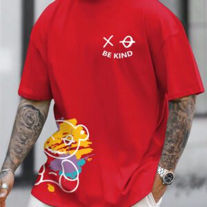 Manfinity Homme T-shirt à manches courtes pour hommes avec impression/simple motif/lettre