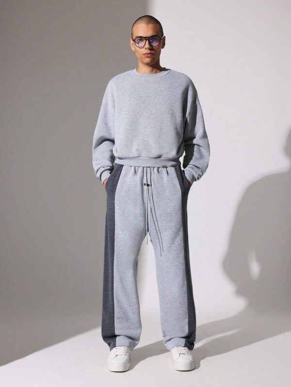 SUMWON Pantalon de jogging droit en sapin avec panneaux latéraux contrastés et cordons de serrage – Image 3