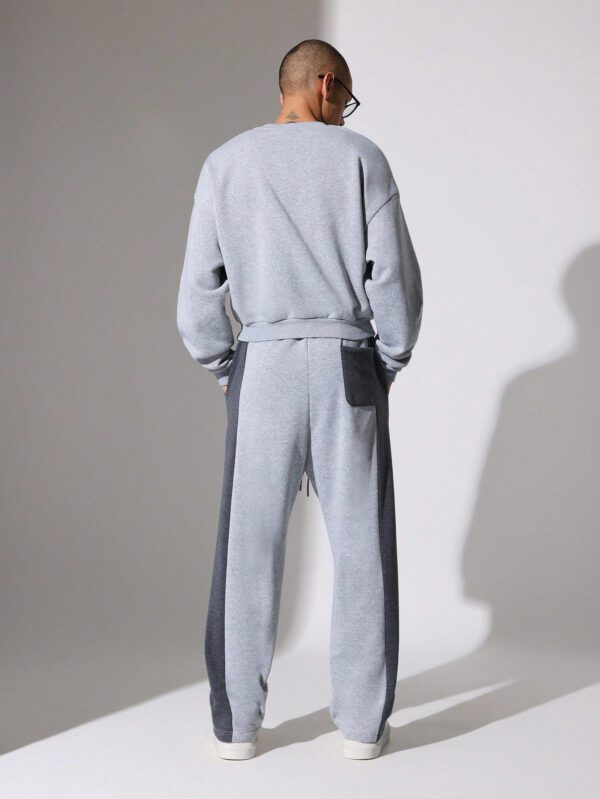 SUMWON Pantalon de jogging droit en sapin avec panneaux latéraux contrastés et cordons de serrage – Image 4