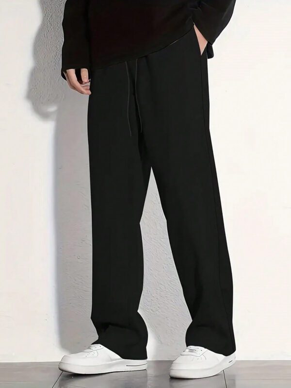 Pantalon droit de loisirs quotidiens pour hommes DIFFLAND au printemps, doux et confortable, pantalon droit noir, pantalon de survêtement droit noir