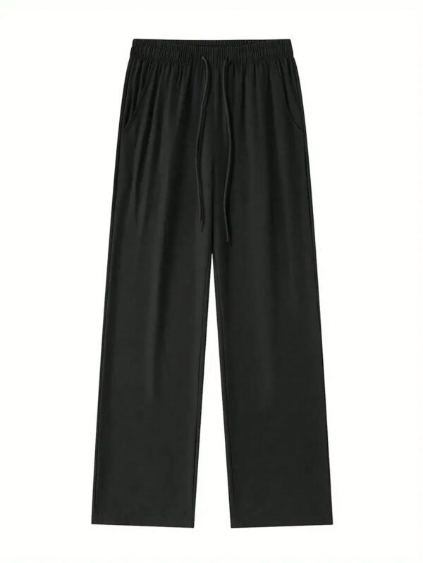 Pantalon droit de loisirs quotidiens pour hommes DIFFLAND au printemps, doux et confortable, pantalon droit noir, pantalon de survêtement droit noir – Image 2