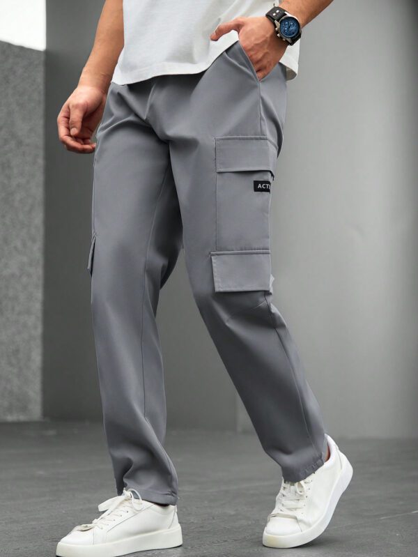 Manfinity Homme Pantalon cargo droit pour homme, pantalon de sortie mode à cordon de serrage fuselé long, idéal pour le mari, le petit ami