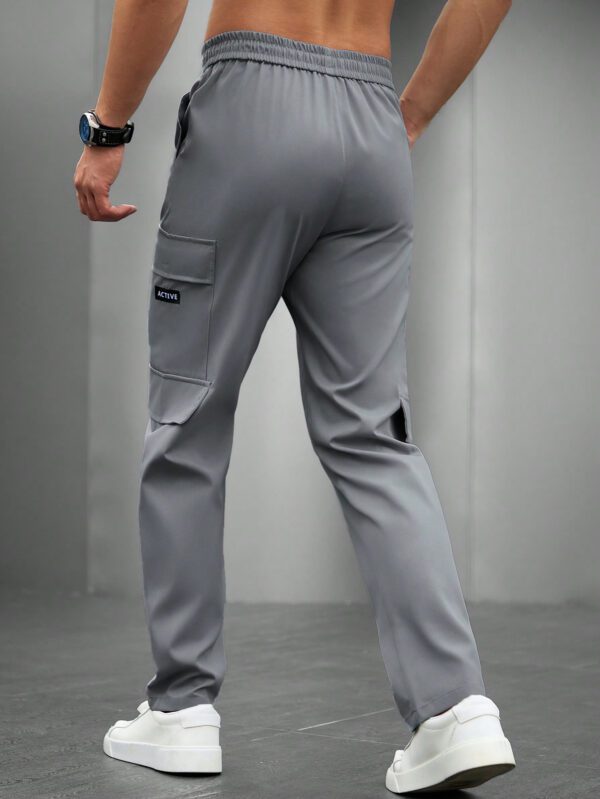 Manfinity Homme Pantalon cargo droit pour homme, pantalon de sortie mode à cordon de serrage fuselé long, idéal pour le mari, le petit ami – Image 3