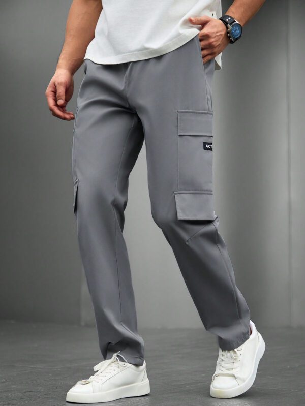 Manfinity Homme Pantalon cargo droit pour homme, pantalon de sortie mode à cordon de serrage fuselé long, idéal pour le mari, le petit ami – Image 4