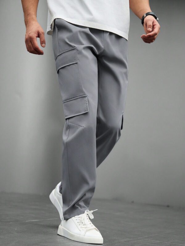 Manfinity Homme Pantalon cargo droit pour homme, pantalon de sortie mode à cordon de serrage fuselé long, idéal pour le mari, le petit ami – Image 5