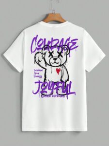 Manfinity EMRG T-shirt à manches courtes col rond avec lettres et impression d'ours, amusant, pour rappeur – Image 5