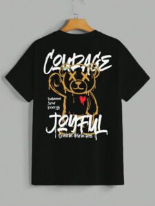 Manfinity EMRG T-shirt à manches courtes col rond avec lettres et impression d'ours, amusant, pour rappeur – Image 8