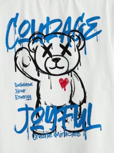 Manfinity EMRG T-shirt à manches courtes col rond avec lettres et impression d'ours, amusant, pour rappeur – Image 10