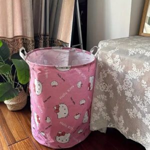 1 pièce Panier à linge pliable mignon de dessin animé KT chat, bac de rangement pour le linge, conteneur à vêtements de salle de bain, panier à linge de chambre à coucher, le meilleur sac de rangement de vêtements pour la maison !