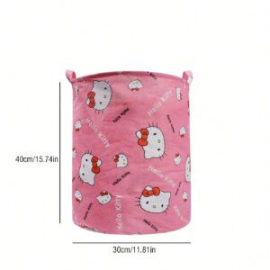 1 pièce Panier à linge pliable mignon de dessin animé KT chat, bac de rangement pour le linge, conteneur à vêtements de salle de bain, panier à linge de chambre à coucher, le meilleur sac de rangement de vêtements pour la maison !