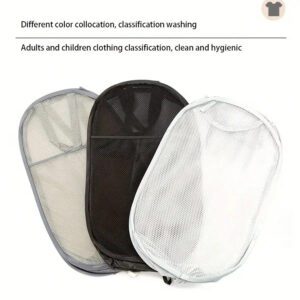 Grand panier à linge pliable et portable en maille. Panier à linge multifonctionnel pour la salle de bain, le balcon. Panier de rangement solide et facile à nettoyer, adapté à la maison et aux voyages.