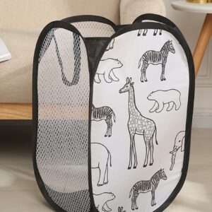 1 pièce Panier à linge imprimé de dessin animé animal, panier de stockage de vêtements grande capacité pour la maison