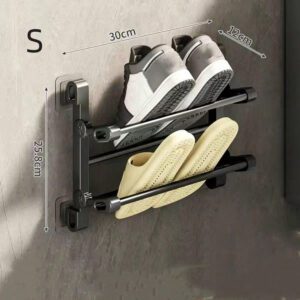 1 pièce Étagère à chaussures pliable murale, étagères en plastique extractibles, installation sans perçage, organisateur de chaussures multi-niveaux, design gain de place, convient pour la maison et la salle de bain