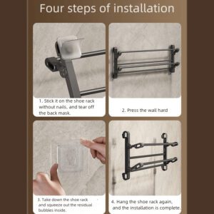 1 pièce Étagère à chaussures pliable murale, étagères en plastique extractibles, installation sans perçage, organisateur de chaussures multi-niveaux, design gain de place, convient pour la maison et la salle de bain
