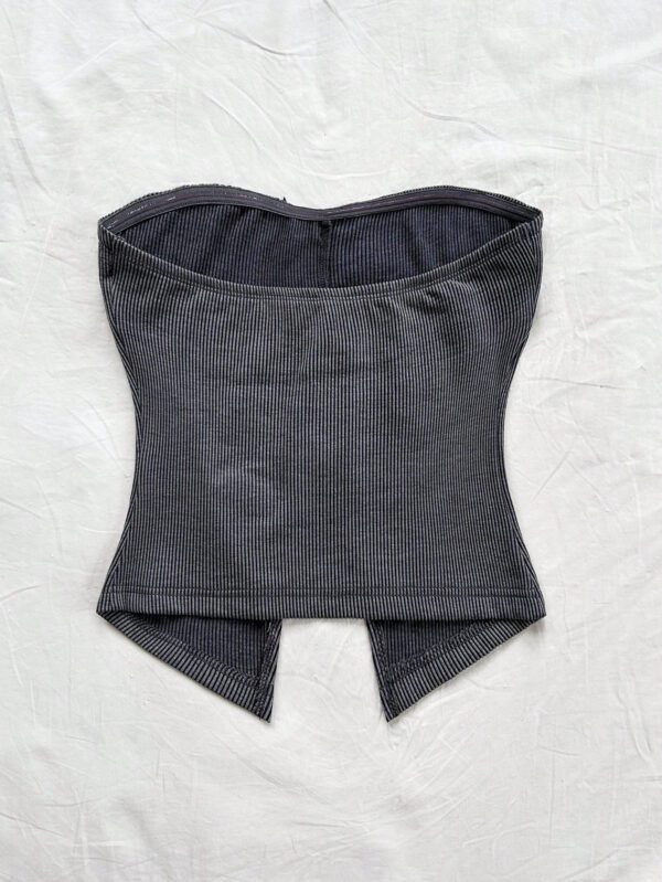 SHEIN Dreamara Top tube tricoté pour vacances pour femmes, style casual et ajusté, décoré d'un nœud chic au centre avant, fente avant à l'ourlet, pour soirée ou thé de l'après-midi, superposition pour automne/hiver – Image 5