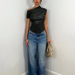 SHEIN BAE Top asymétrique mode d'été pour femmes