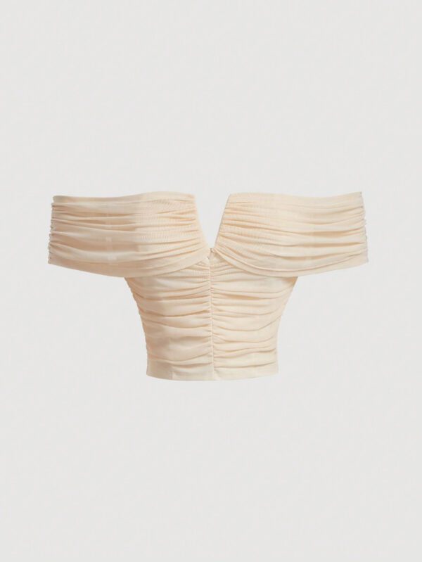 SHEIN MOD Top Court Col Bardot À Ruché – Image 5