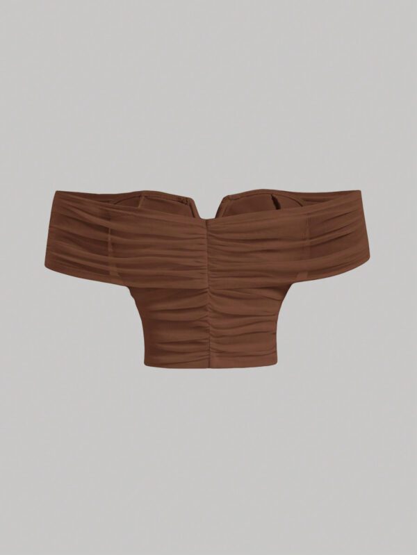 SHEIN MOD Top Court Col Bardot À Ruché – Image 6