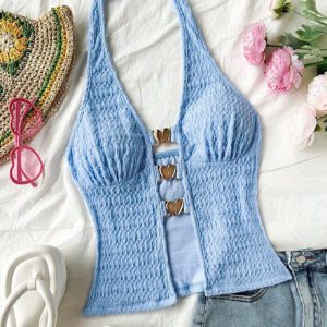 SHEIN WYWH Débardeur style camisole à bretelles en maille à la mode, polyvalent pour les vacances