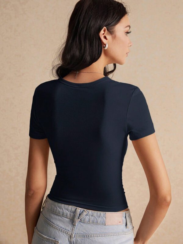 Poéselle Women Casual Versatile Bow Embroidery Slim Fit Short Sleeve T-Shirt – Image 12