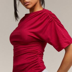 Athîral T-shirt à manches courtes de couleur unie pour femme, décontracté et à la mode pour un usage quotidien