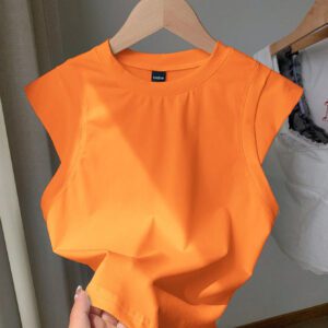 Comfortcana T-shirt décontracté ample à manches dolman et col rond, couleur unie pour femme