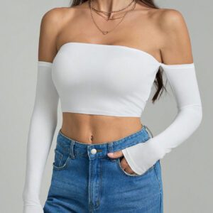 SHEIN Tall Top court à encolure dégagée d'épaule pour l'été
