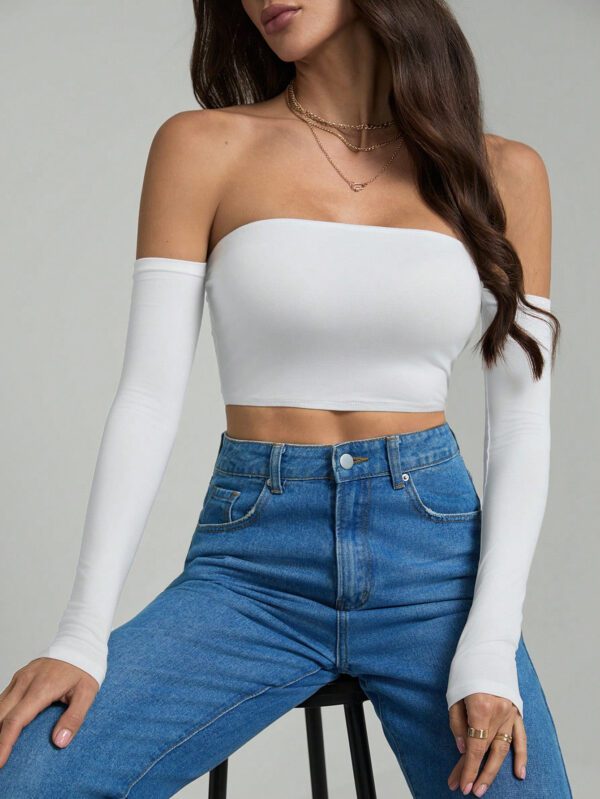 SHEIN Tall Top court à encolure dégagée d'épaule pour l'été – Image 3