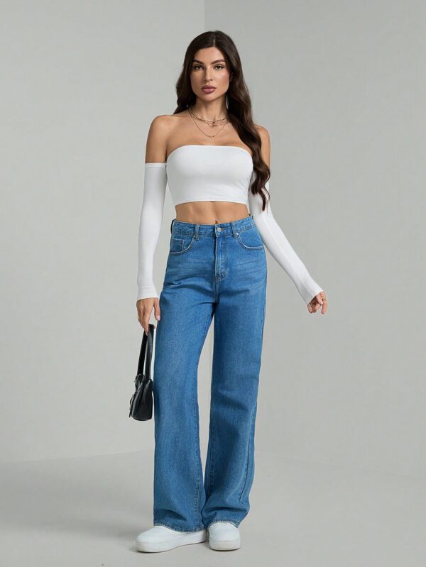 SHEIN Tall Top court à encolure dégagée d'épaule pour l'été – Image 4