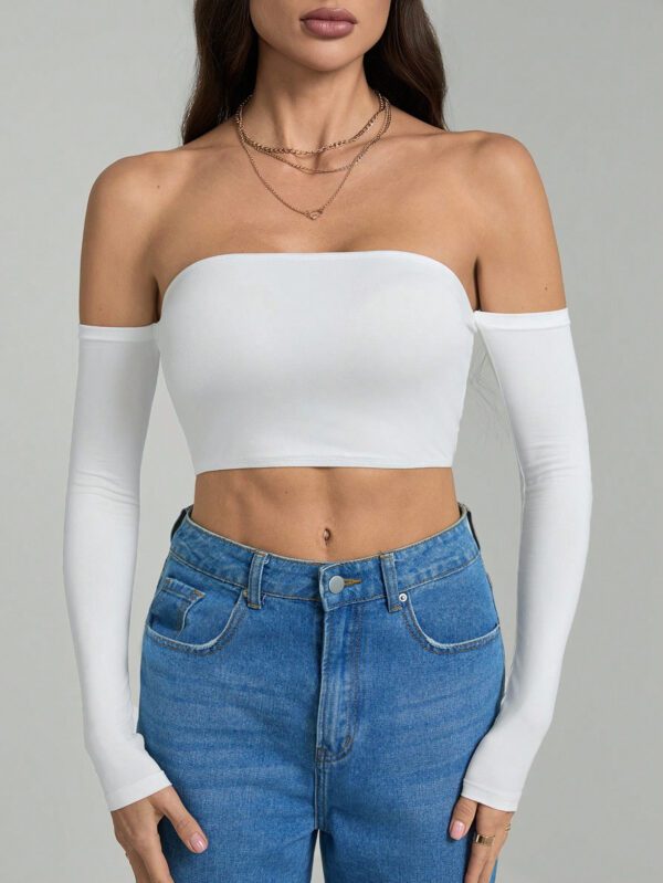 SHEIN Tall Top court à encolure dégagée d'épaule pour l'été – Image 5