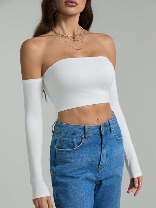 SHEIN Tall Top court à encolure dégagée d'épaule pour l'été – Image 6