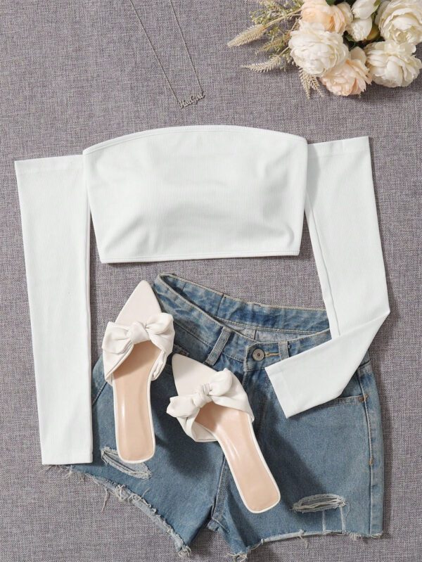 SHEIN Tall Top court à encolure dégagée d'épaule pour l'été – Image 7