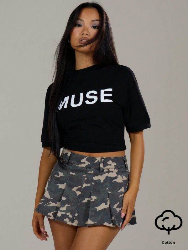 MUSERA T-shirt surdimensionné à épaules tombantes avec logo graphique "MUSE" – Image 2