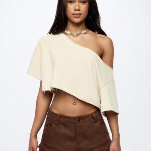 SUMWON WOMEN T-shirt court aux épaules dénudées et décontracté