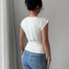 Elenzga Chemise élégante style français avec nœud plissé sur le devant pour femmes – Image 2