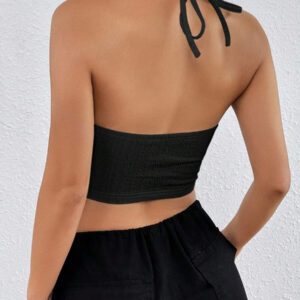 SHEIN EZwear Top court d'été à encolure dégagée sans dos