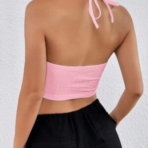 SHEIN EZwear Top court d'été à encolure dégagée sans dos
