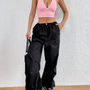 SHEIN EZwear Top court d'été à encolure dégagée sans dos