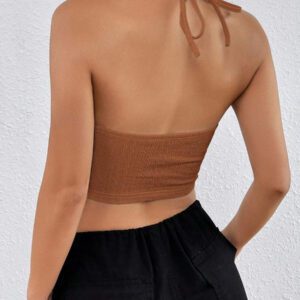 SHEIN EZwear Top court d'été à encolure dégagée sans dos