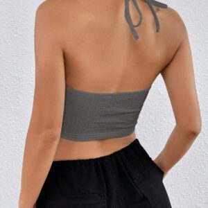 SHEIN EZwear Top court d'été à encolure dégagée sans dos