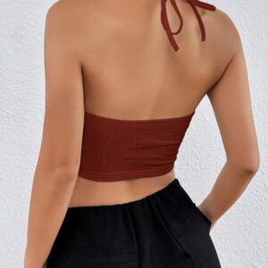 SHEIN EZwear Top court d'été à encolure dégagée sans dos