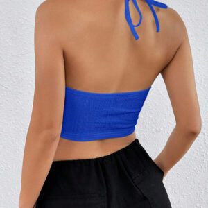 SHEIN EZwear Top court d'été à encolure dégagée sans dos