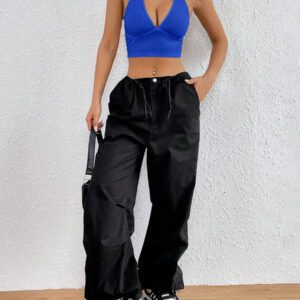 SHEIN EZwear Top court d'été à encolure dégagée sans dos